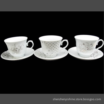 12PCS Silver Decors Cup and Saucer in Gift Box